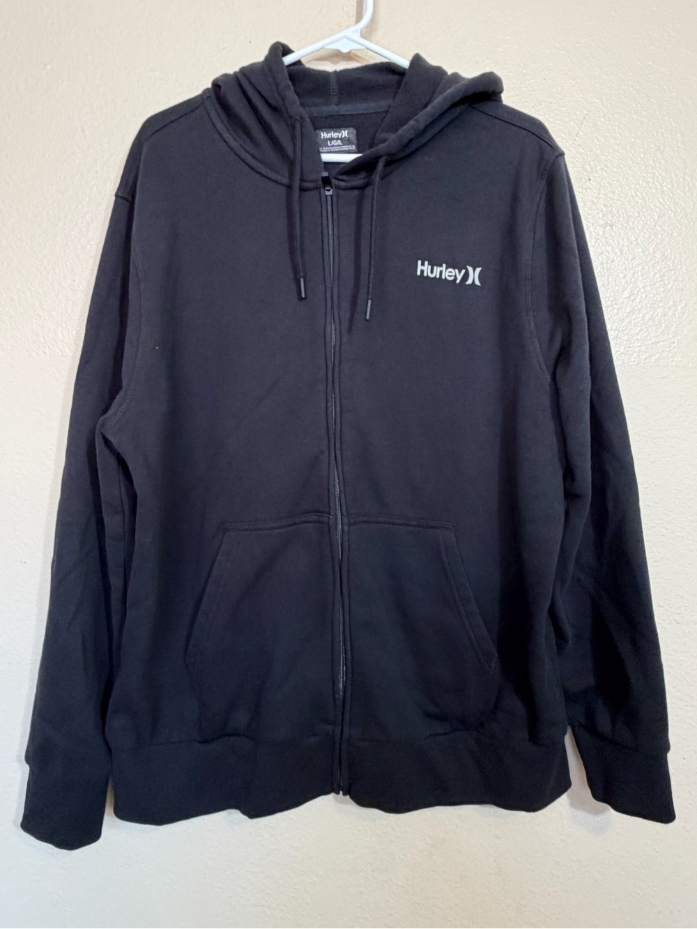 Hurley Black Full-Zip Hooded Sweater with Logo